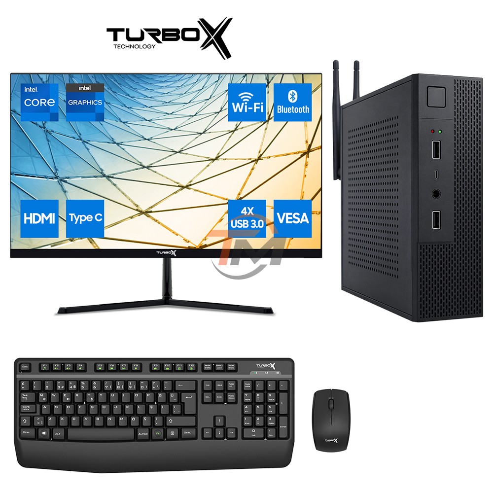 Turbox Mini-162 i5 8400 16GB Ram 1TB M2 NVMe SSD 23.8 inç FHD Monitör Kurumsal Ofis Mini PC